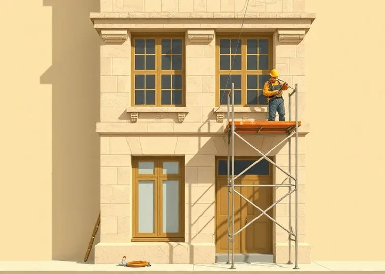 Ravalement de façade en pierre, nettoyage et application d'enduit